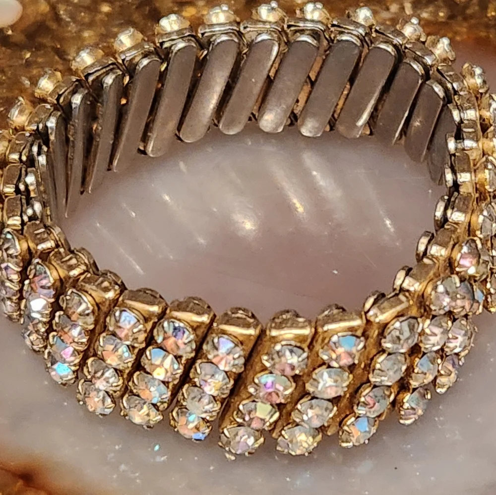 Gold Stretch Bracelet with Aurora Crystals